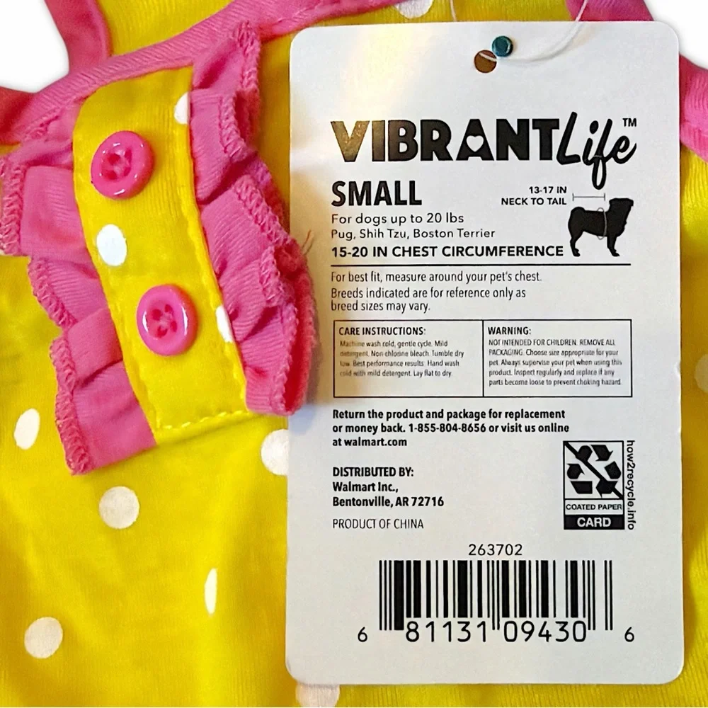 Vibrant Life Yellow Polka Dot Dog Dress
